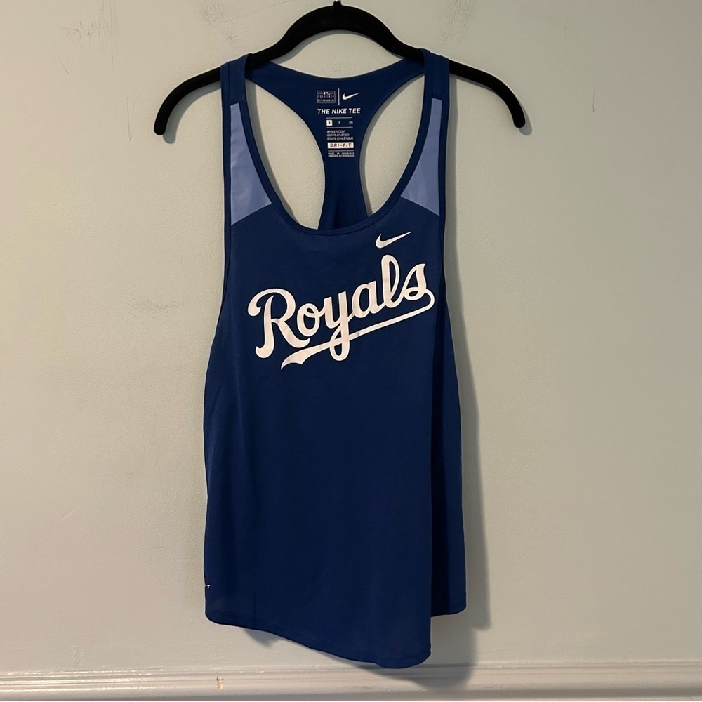 NWT The Nike Tee Dri-Fit Blue Kansas City Royals Athletic Cut Tank Size Small